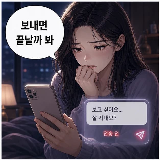 보내기 전 고민하는 장면