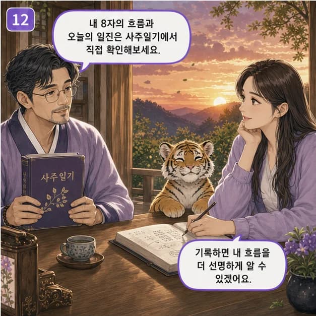 병인일주 12컷: 내 8자를 보고 좋았던 날과 힘들었던 날을 기록해보세요. 흐름이 더 선명해져요.