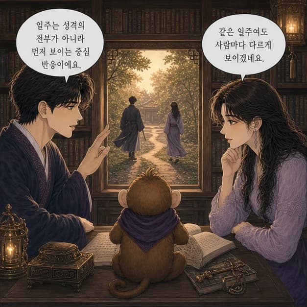 병신일주 2컷: 일주는 성격 전부가 아니라, 일이 생길 때 먼저 보이는 중심 반응이에요.