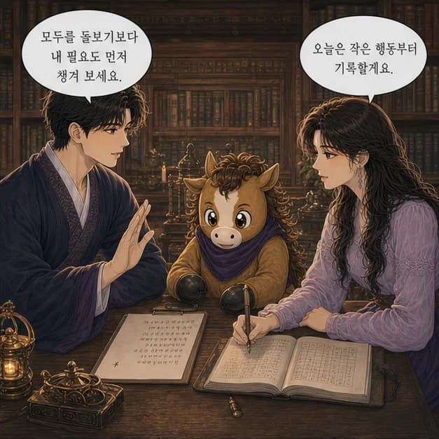 을미일주 10컷: 다만 주변을 맞추느라 내 방향을 뒤로 미루는 패턴이 강해지는 때엔 지칠 수 있어요. 돌봄의 범위와 내가 쉴 시간을 함께 정하기부터 해보세요.