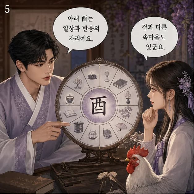 을유일주 5컷: 아래 酉는 내가 일상을 보내고 마음이 반응하는 자리예요.