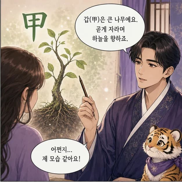 갑인일주 2컷: 일주는 성격 전부가 아니라, 일이 생길 때 먼저 보이는 중심 반응이에요.
