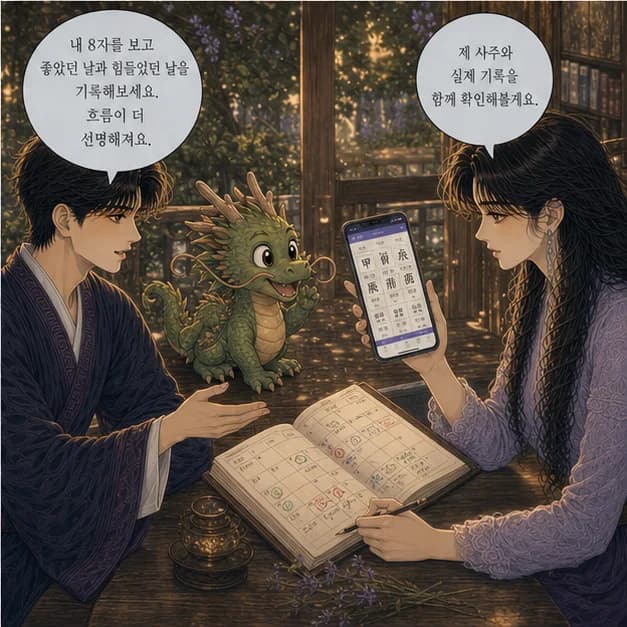 갑진일주 12컷: 내 8자를 보고 좋았던 날과 힘들었던 날을 기록해보세요. 흐름이 더 선명해져요.