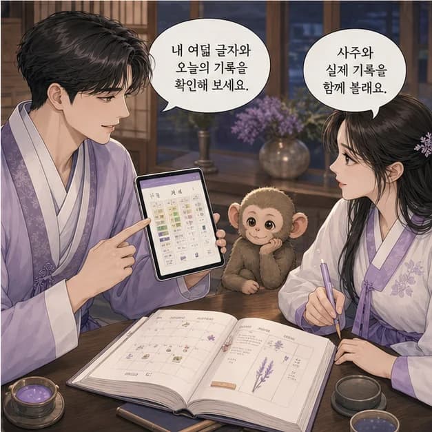 갑신일주 12컷: 내 8자를 보고 좋았던 날과 힘들었던 날을 기록해보세요. 흐름이 더 선명해져요.