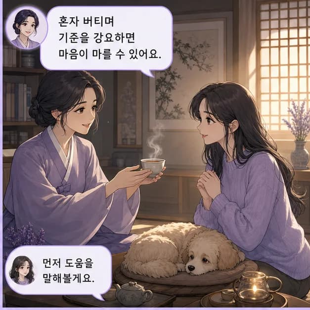 갑술일주 10컷: 다만 내 기준을 혼자 오래 붙들고 버티는 패턴이 강해지는 때엔 지칠 수 있어요. 지켜야 할 약속과 내려놓을 책임을 구분하기부터 해보세요.