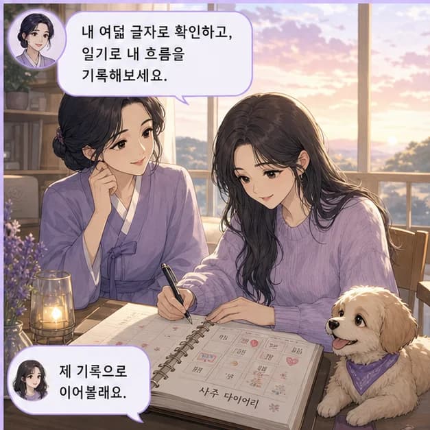 갑술일주 12컷: 내 8자를 보고 좋았던 날과 힘들었던 날을 기록해보세요. 흐름이 더 선명해져요.