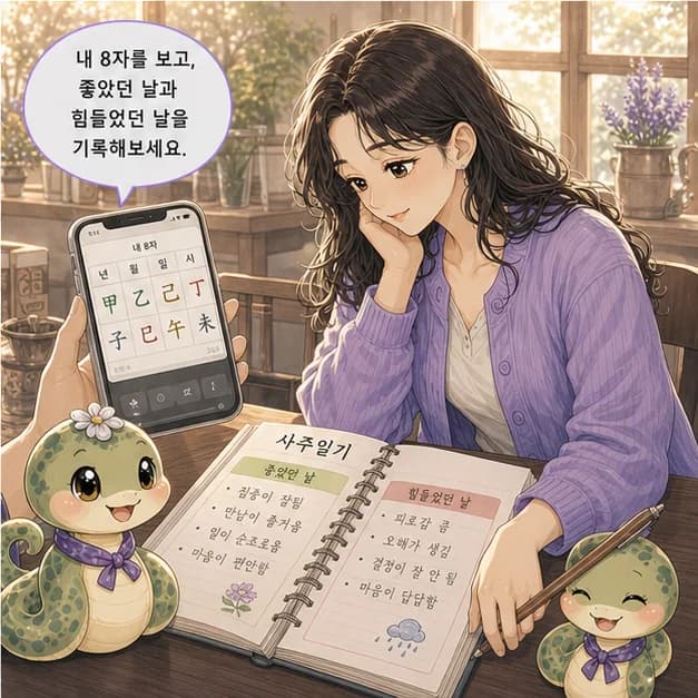 기사일주 12컷: 내 8자를 보고 좋았던 날과 힘들었던 날을 기록해보세요. 흐름이 더 선명해져요.
