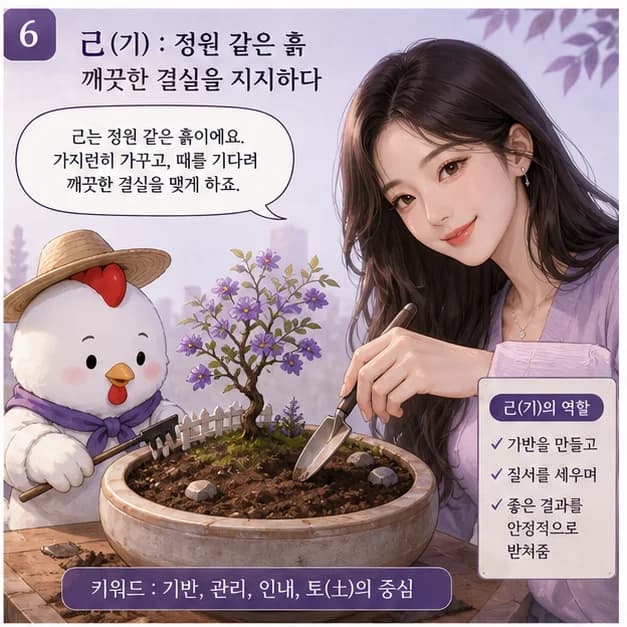 기유일주 6컷: 酉는 9월(결실/정제)·17~19시, 보석을 닮았어요.