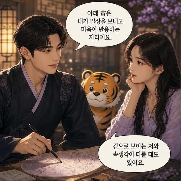 경인일주 5컷: 아래 寅은 내가 일상을 보내고 마음이 반응하는 자리예요.