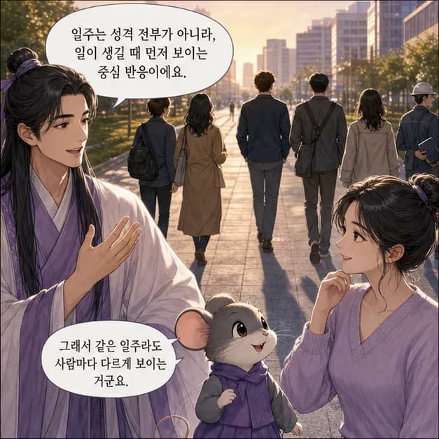 경자일주 2컷: 일주는 성격 전부가 아니라, 일이 생길 때 먼저 보이는 중심 반응이에요.