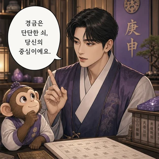 경신일주 2컷: 일주는 성격 전부가 아니라, 일이 생길 때 먼저 보이는 중심 반응이에요.