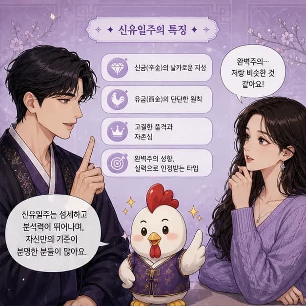 경신일주 6컷: 申은 8월(가을의 시작)·15~17시, 큰 금속을 닮았어요.