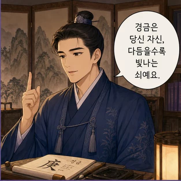 경술일주 2컷: 일주는 성격 전부가 아니라, 일이 생길 때 먼저 보이는 중심 반응이에요.