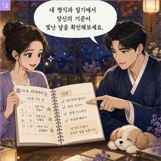 경술일주 12컷: 내 8자를 보고 좋았던 날과 힘들었던 날을 기록해보세요. 흐름이 더 선명해져요.