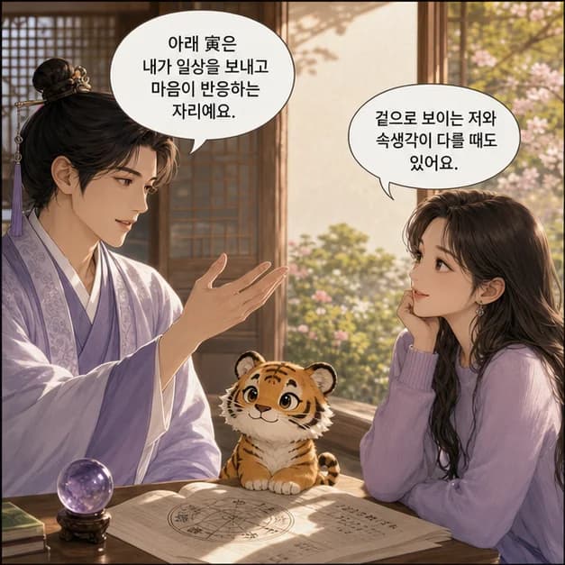 임인일주 5컷: 아래 寅은 내가 일상을 보내고 마음이 반응하는 자리예요.