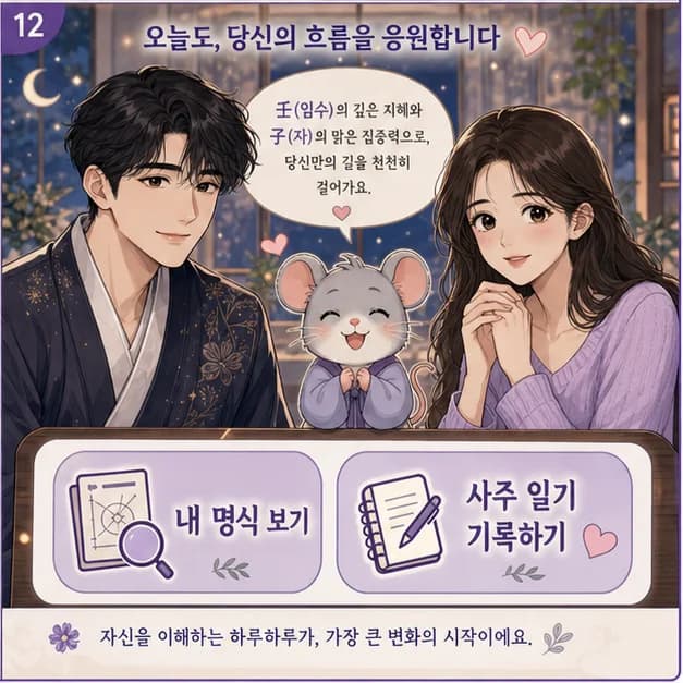 임자일주 12컷: 내 8자를 보고 좋았던 날과 힘들었던 날을 기록해보세요. 흐름이 더 선명해져요.