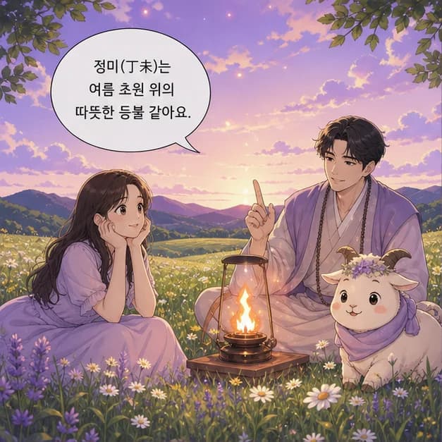 정미일주 1컷: 정미일주는 작은 신호도 놓치지 않고 집중하는 힘과 사람과 일을 오래 돌보며 결실을 기다리는 힘이 눈에 띄어요.