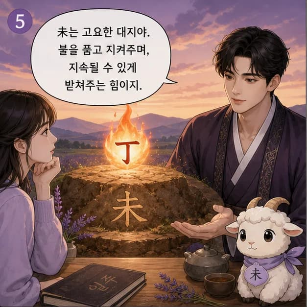 정미일주 5컷: 아래 未는 내가 일상을 보내고 마음이 반응하는 자리예요.