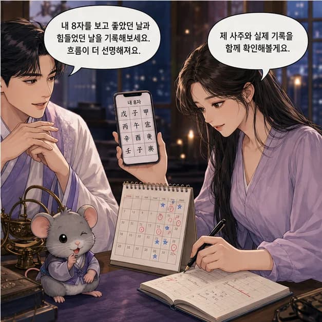 무자일주 12컷: 내 8자를 보고 좋았던 날과 힘들었던 날을 기록해보세요. 흐름이 더 선명해져요.
