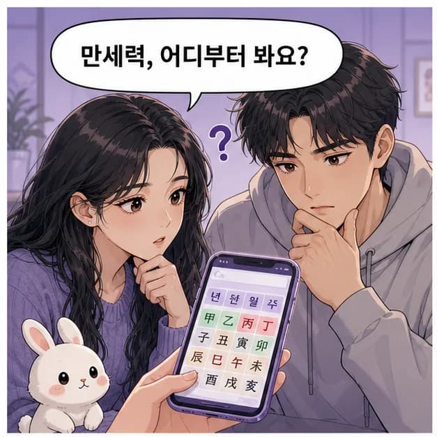만세력에서 무엇부터 보는지 묻는 장면