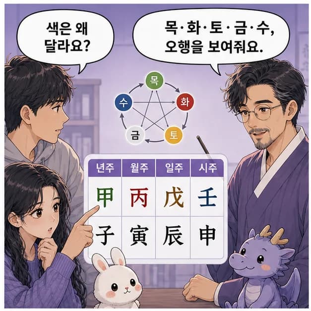 목화토금수 오행과 만세력 색상을 읽는 설명