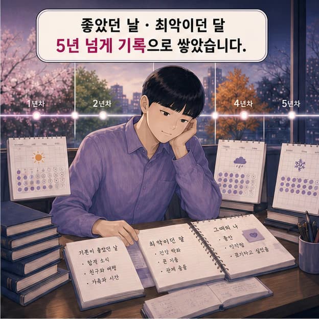 좋았던 날과 힘들었던 달을 5년 넘게 기록한 과정