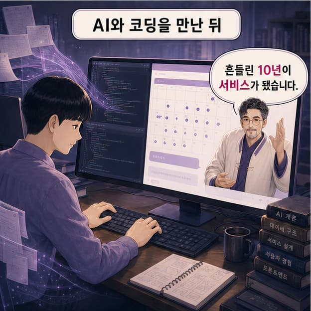 오랜 기록이 AI와 코딩을 만나 사주일기 서비스가 된 장면