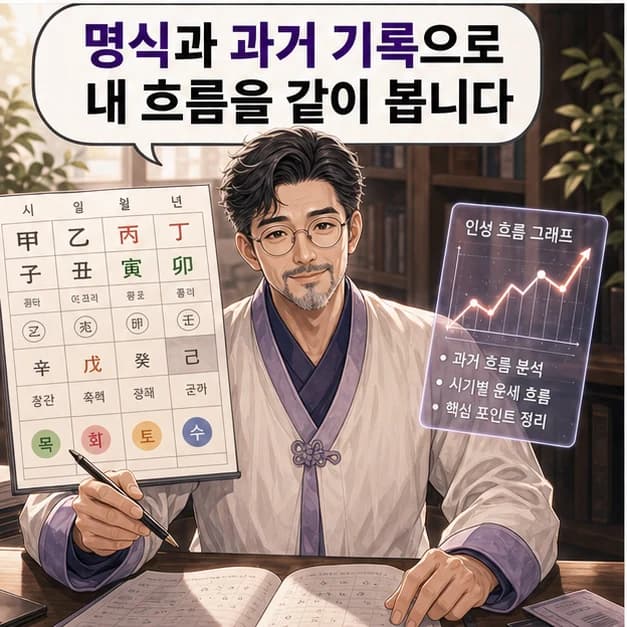 명식과 기록으로 내 흐름을 확인하는 장면